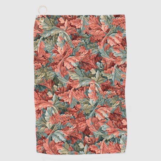 William Morris Acanthus Botanical Red Green Golfhandtuch (Vorderseite)