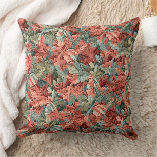 William Morris Acanthus Botanical Red Green Kissen