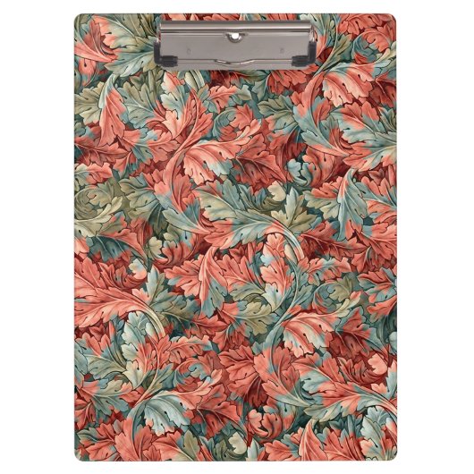 William Morris Acanthus Botanical Red Green Klemmbrett (Vorderseite)