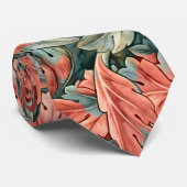 William Morris Acanthus Botanical Red Green Krawatte (Gerollt)