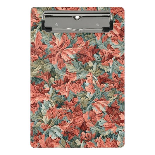 William Morris Acanthus Botanical Red Green Mini Klemmbrett (Vorderseite)