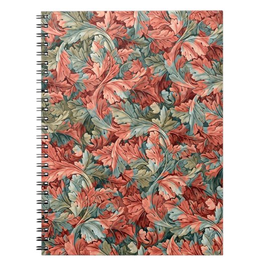 William Morris Acanthus Botanical Red Green Notizblock (Vorderseite)
