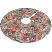 William Morris Acanthus Botanical Red Green Polyester Weihnachtsbaumdecke (Schrägansicht)