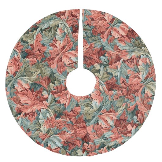 William Morris Acanthus Botanical Red Green Polyester Weihnachtsbaumdecke (Vorderseite)