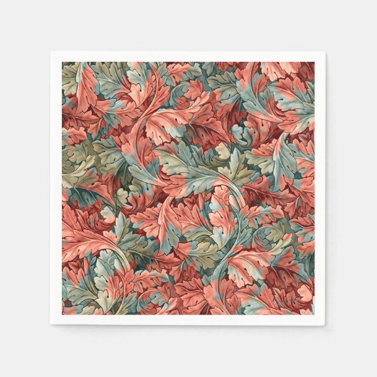 William Morris Acanthus Botanical Red Green Serviette (Vorderseite)