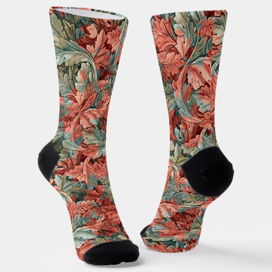William Morris Acanthus Botanical Red Green Socken (Gewinkelt)