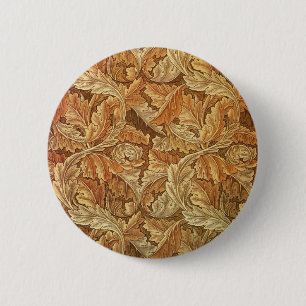 William Morris Acanthus Brown Autumn Leaves Button
