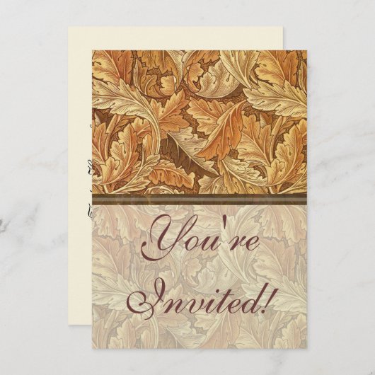 William Morris Acanthus Brown Autumn Leaves Einladung (Vorne/Hinten)
