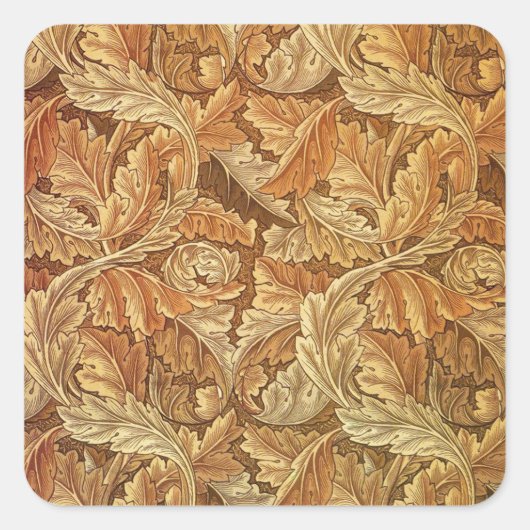 William Morris Acanthus Brown Autumn Leaves Quadratischer Aufkleber (Vorderseite)
