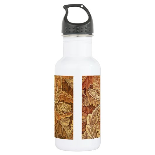 William Morris Acanthus Brown Autumn Leaves Trinkflasche (Rückseite)
