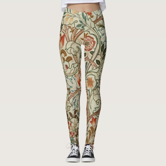 William Morris Acanthus Embroidery Muster Leggings (Vorderseite)