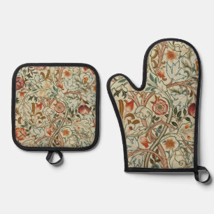 William Morris Acanthus Embroidery Muster Ofenhandschuh & Topflappen-Set