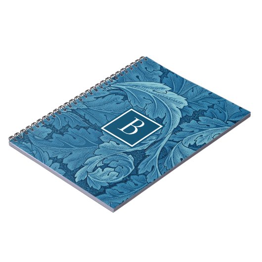 William Morris Acanthus in Blue mit Monogram Notizblock (Linke Seite)