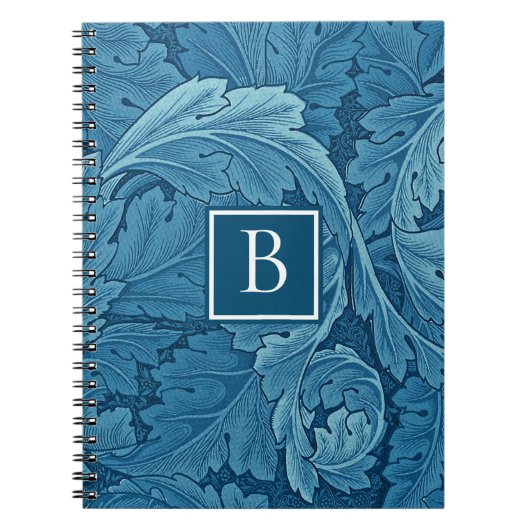 William Morris Acanthus in Blue mit Monogram Notizblock (Vorderseite)