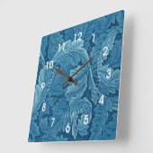William Morris Acanthus in Blue Quadratische Wanduhr (Winkel)