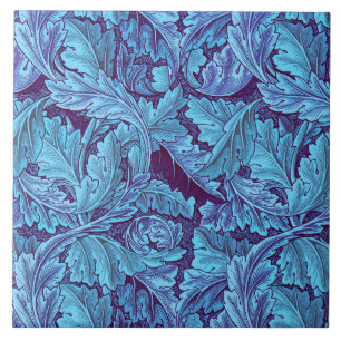 William Morris Acanthus Leaf in Blau Fliese