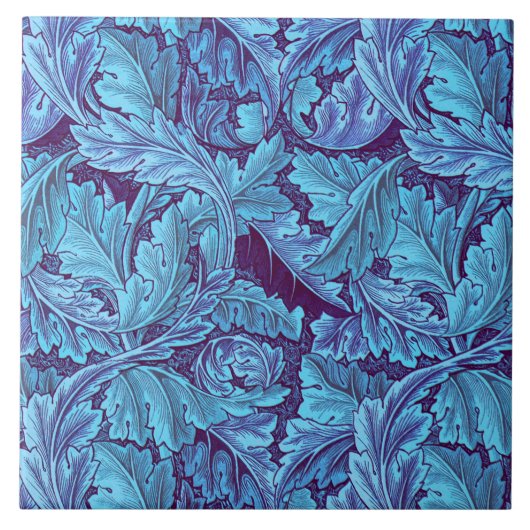William Morris Acanthus Leaf in Blau Fliese (Vorderseite)