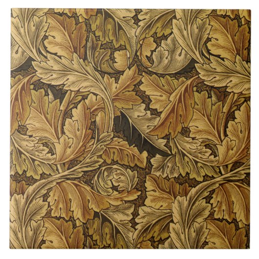 William Morris Acanthus Leaf in Brown Fliese (Vorderseite)