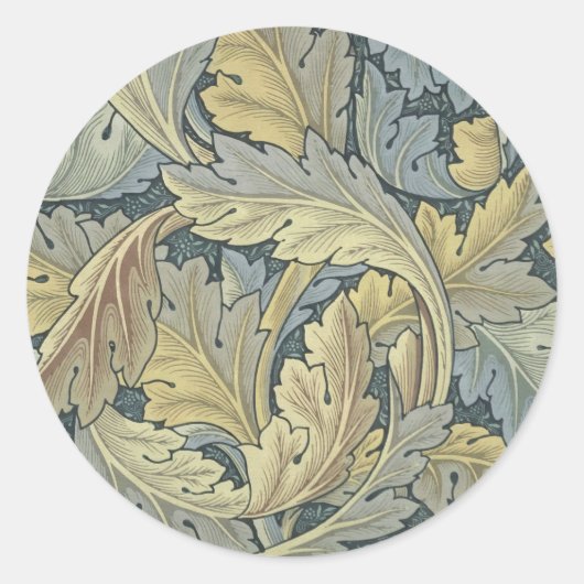 William Morris Acanthus Leaves Floral Art Nouveau Runder Aufkleber (Vorderseite)