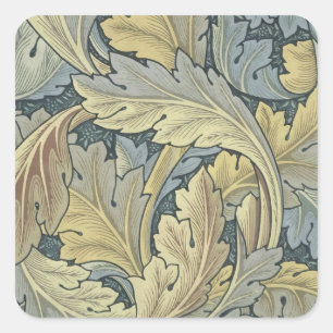 William Morris Acanthus Leaves Floral Art Nouvelle Quadratischer Aufkleber
