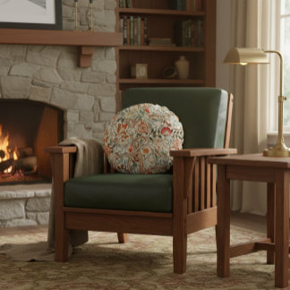 William Morris Acanthus Mission Style Accent Rundes Kissen