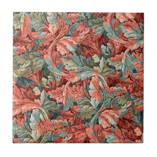 William Morris Acanthus Rostrot Grünes Salbei Fliese