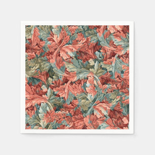 William Morris Acanthus Rostrot Grünes Salbei Serviette