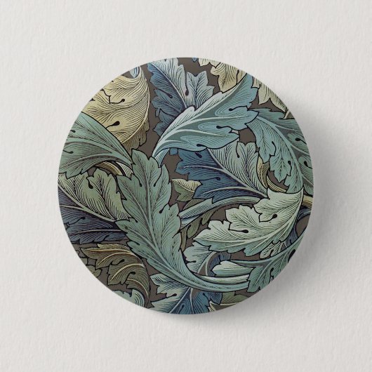 William Morris Acanthus Sage Blume Floral Botanic Button (Vorderseite)