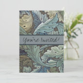 William Morris Acanthus Sage Blume Floral Botanic Einladung (Stehend Vorderseite)