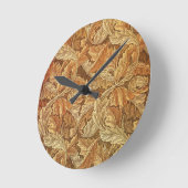 William Morris Acathus Brown Autumn Leaves Runde Wanduhr (Winkel)