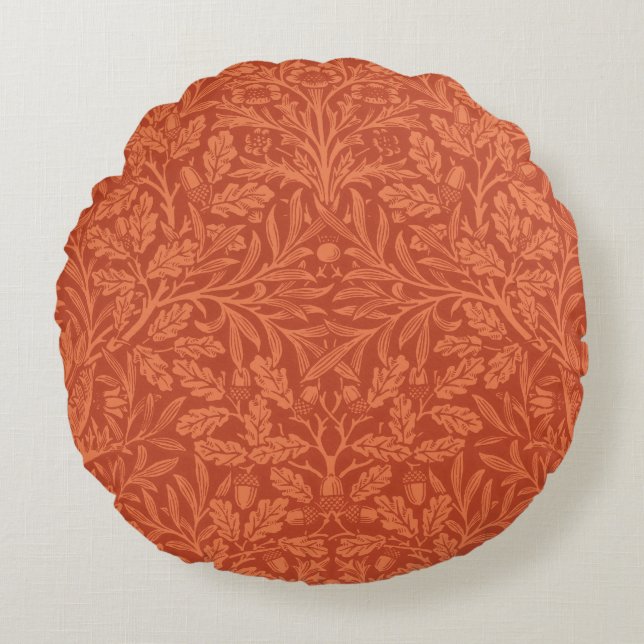 William Morris Acorn Wallpaper Nature Design Rundes Kissen (Vorderseite)