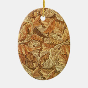 William Morris Akanthus Braun Herbstlaub Keramik Ornament