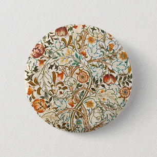 William Morris Akanthus Vintage-Blumenkunst Button
