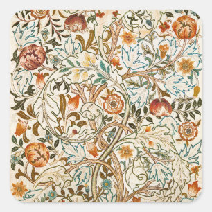 William Morris Akanthus Vintage Florale Kunst Quadratischer Aufkleber