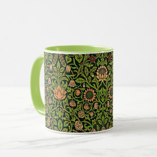 William Morris - Akelei, dunkelgrün, Tasse (Vorderseite Links)