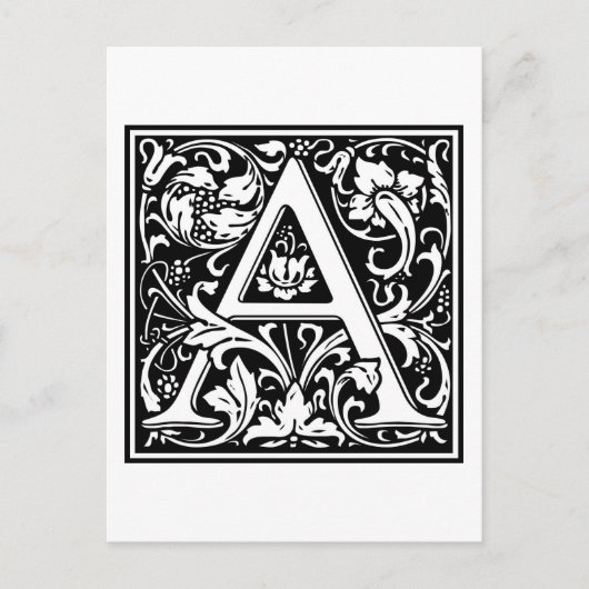 William Morris Alphabet "A" Postkarte (Vorderseite)