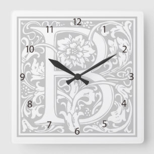 William Morris Alphabet "B" Quadratische Wanduhr