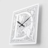 William Morris Alphabet "D" Square Wall Clock Quadratische Wanduhr (Winkel)