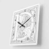 William Morris Alphabet "D" Square Wall Clock Quadratische Wanduhr (Winkel)