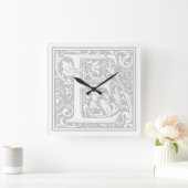 William Morris Alphabet "E" Quadratische Wanduhr (Zuhause)