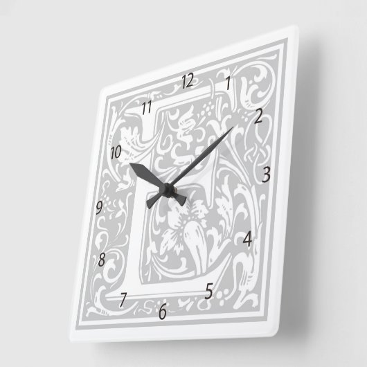 William Morris Alphabet "E" Quadratische Wanduhr (Winkel)