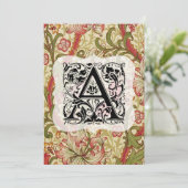 William Morris Alphabet Golden Lily Coral Dankeskarte (Stehend Vorderseite)