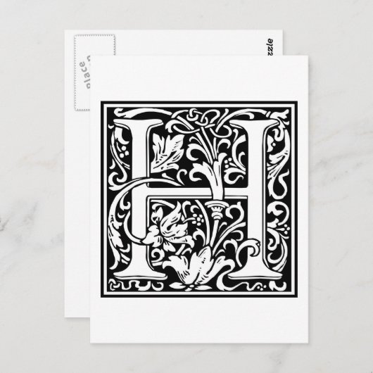 William Morris Alphabet "H" Postkarte (Vorne/Hinten)