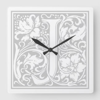 William Morris Alphabet "J" Square Wall Clock Quadratische Wanduhr