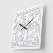 William Morris Alphabet "J" Square Wall Clock Quadratische Wanduhr (Winkel)