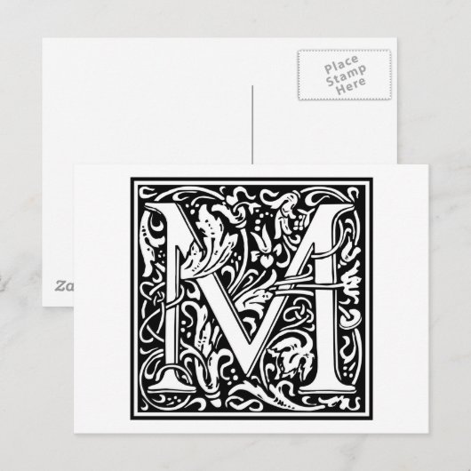 William Morris Alphabet "M" Postkarte (Vorne/Hinten)