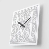 William Morris Alphabet "M" Quadratische Wanduhr (Winkel)