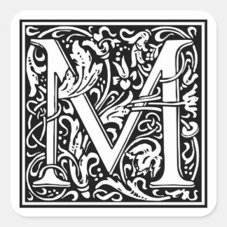 William Morris Alphabet "M" Quadratischer Aufkleber