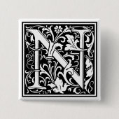 William Morris Alphabet "N" Button (Vorderseite)