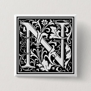 William Morris Alphabet "N" Button